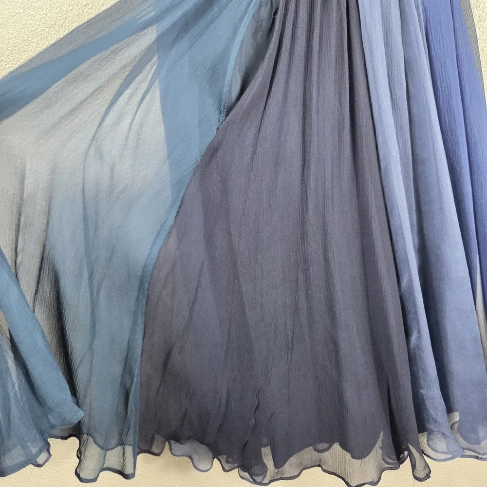 Foley + Corinna 100% Silk Colorblock Pleated Cocktail Dress XS Blue Purple